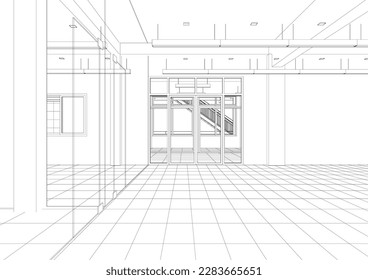 3D illustration of building project