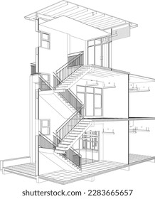 3D illustration of building project