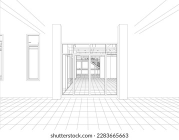 3D illustration of building project