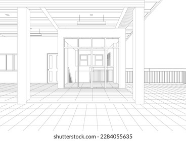 3D illustration of building project