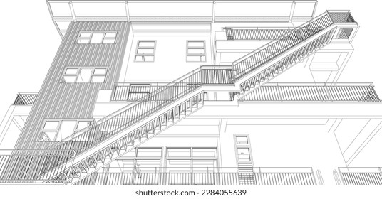 3D illustration of building project