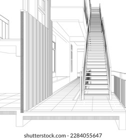 3D illustration of building project