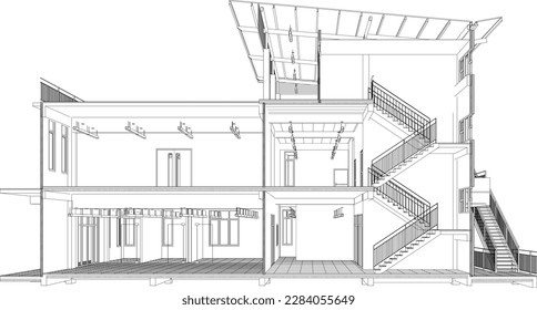 3D illustration of building project