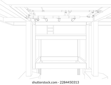 3D illustration of building project