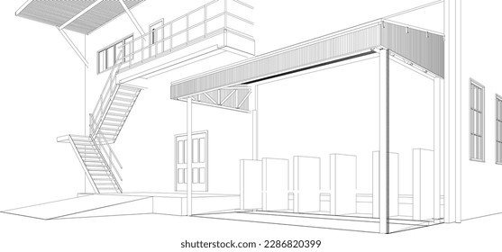 3D illustration of building project
