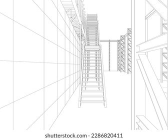 3D illustration of building project
