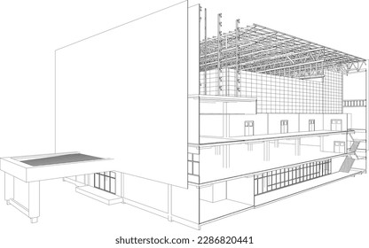 3D illustration of building project