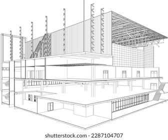 3D illustration of building project