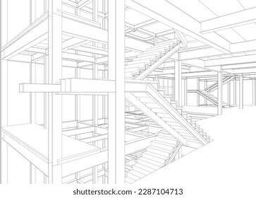 3D illustration of building project
