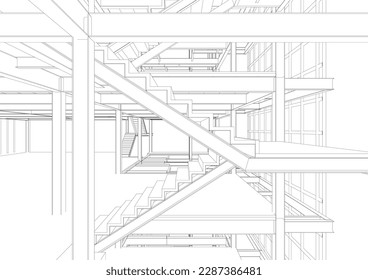 3D illustration of building project