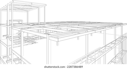3D illustration of building project
