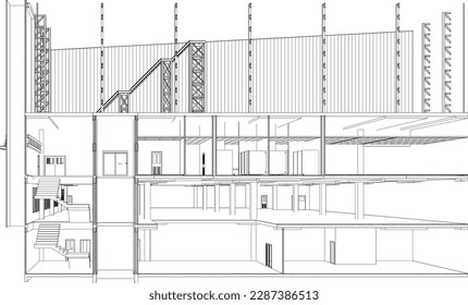 3D illustration of building project