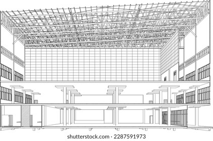 3D illustration of building project