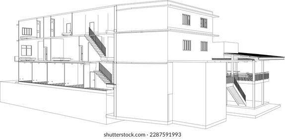 3D illustration of building project