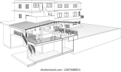 3D illustration of building project