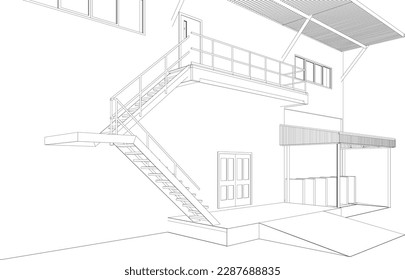 3D illustration of building project