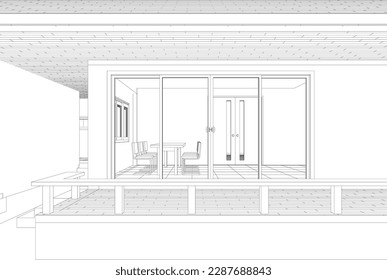 3D illustration of building project