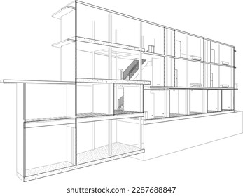 3D illustration of building project
