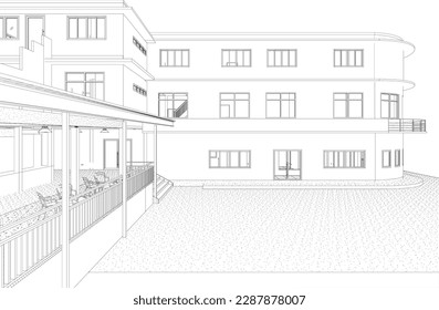 3D illustration of building project