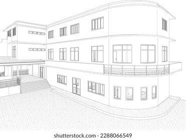 3D illustration of building project