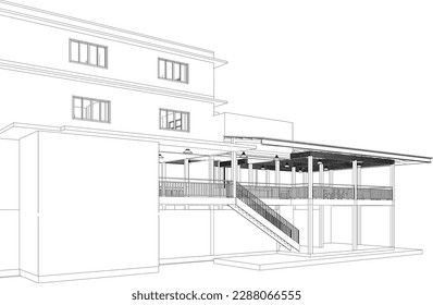 3D illustration of building project