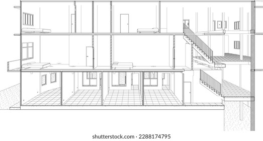 3D illustration of building project