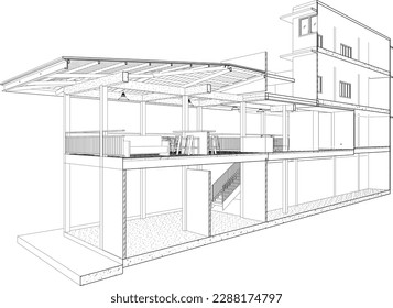 3D illustration of building project