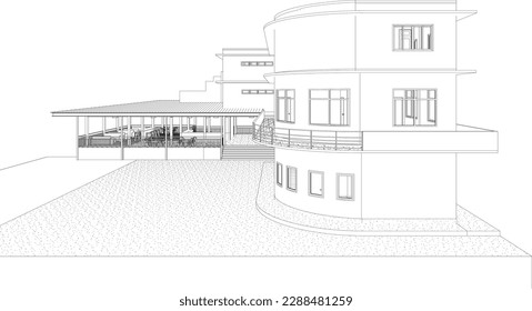 3D illustration of building project