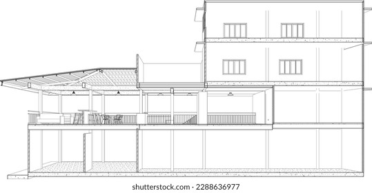 3D illustration of building project