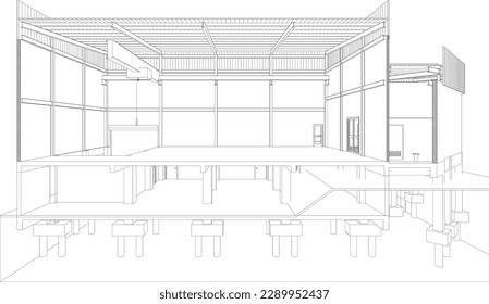 3D illustration of building project