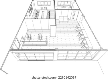 3D illustration of building project