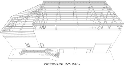 3D illustration of building project