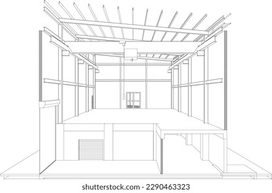 3D illustration of building project