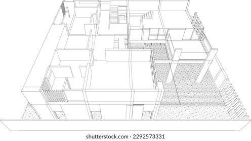 3D illustration of building project	