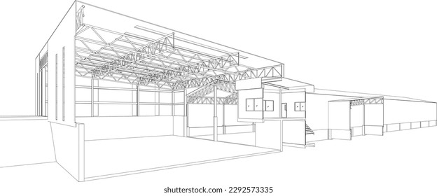 3D illustration of building project