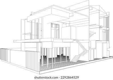 3D illustration of building project	