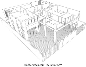 3D illustration of building project	