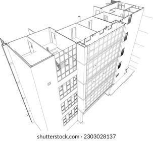3D illustration of building project