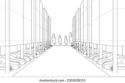 3D illustration of building project