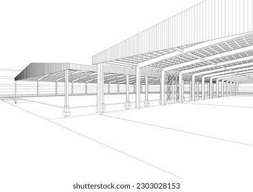 3D illustration of building project