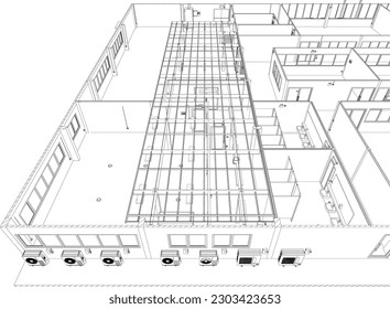 3D illustration of building project