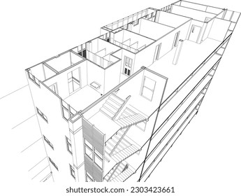 3D illustration of building project