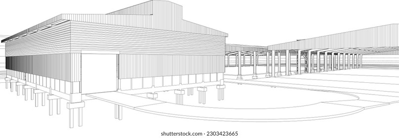 3D illustration of building project