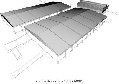 3D illustration of building project