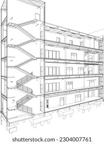 3D illustration of building project