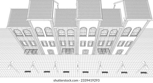3D illustration of building project