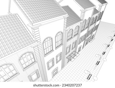 3D illustration of building project