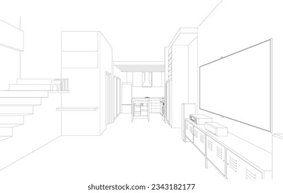 3D illustration of building project