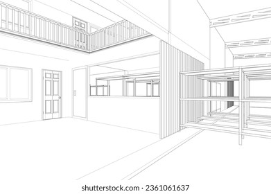 3D illustration of building project
