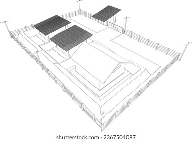 3D illustration of building project